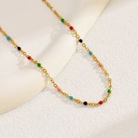 201 Stainless Steel 18K Gold Plated Casual Simple Style Beaded Plating Colorful Necklace main image 7