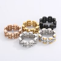 Retro Punk Solid Color Stainless Steel Polishing 18K Gold Plated Unisex Rings main image 9