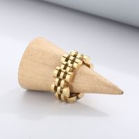 Retro Punk Solid Color Stainless Steel Polishing 18K Gold Plated Unisex Rings main image 4