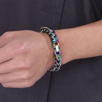 Hip Hop Punk Couleur Unie Acier Au Titane Plaqué Or 18K Hommes Bracelets main image 8