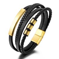 Hip-hop Geometric Pu Leather Alloy Knitting Men's Wristband main image 6