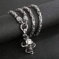 Hip-hop Punk Snake Skull Stainless Steel Titanium Steel Chain Men's Pendant Necklace Long Necklace main image 3