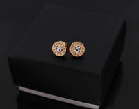 1 Pair Simple Style Round Number Inlay Titanium Steel Glass Ear Studs main image 5