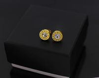 1 Pair Simple Style Round Number Inlay Titanium Steel Glass Ear Studs main image 3