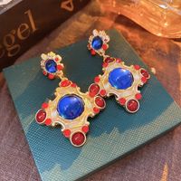 Vintage Style Heart Shape Alloy Plating Artificial Rhinestones Women's Earrings 1 Pair sku image 80