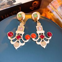 Vintage Style Heart Shape Alloy Plating Artificial Rhinestones Women's Earrings 1 Pair sku image 78