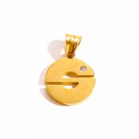 201 Stainless Steel 304 Stainless Steel Titanium Steel Gold Plated Simple Style Classic Style Plating Inlay Letter Zircon Necklace Pendant sku image 9