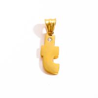 201 Stainless Steel 304 Stainless Steel Titanium Steel Gold Plated Simple Style Classic Style Plating Inlay Letter Zircon Necklace Pendant sku image 19