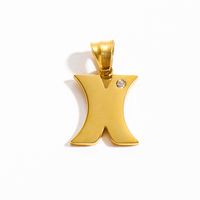 201 Stainless Steel 304 Stainless Steel Titanium Steel Gold Plated Simple Style Classic Style Plating Inlay Letter Zircon Necklace Pendant sku image 21