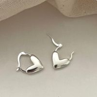 1 Pair Sweet Heart Shape Sterling Silver Plating Hoop Earrings sku image 2