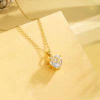 Stainless Steel Titanium Steel 18K Gold Plated Casual Elegant Plating Inlay Cross Heart Shape Flower Zircon Pendant Necklace main image 6