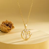 Stainless Steel Titanium Steel 18K Gold Plated Casual Elegant Plating Inlay Cross Heart Shape Flower Zircon Pendant Necklace main image 9