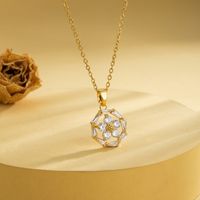 Stainless Steel Titanium Steel 18K Gold Plated Casual Elegant Plating Inlay Cross Heart Shape Flower Zircon Pendant Necklace main image 10