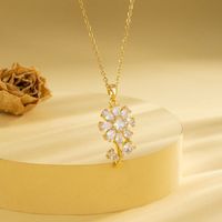 Stainless Steel Titanium Steel 18K Gold Plated Casual Elegant Plating Inlay Cross Heart Shape Flower Zircon Pendant Necklace main image 7