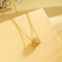Stainless Steel Titanium Steel 18K Gold Plated Casual Elegant Plating Inlay Cross Heart Shape Flower Zircon Pendant Necklace main image 8