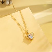 Stainless Steel Titanium Steel 18K Gold Plated Casual Elegant Plating Inlay Cross Heart Shape Flower Zircon Pendant Necklace main image 4