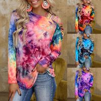 Frau T-shirt Lange Ärmel Blusen Drucken Mode Tie-dye main image 1