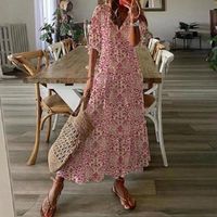 Women's Regular Dress Simple Style V Neck Lace Short Sleeve Solid Color Maxi Long Dress Daily main image 3