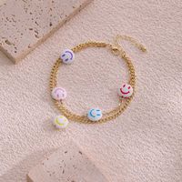 Wholesale Jewelry Vacation Sweet Heart Shape Smiley Face Alloy Resin Anklet main image 3