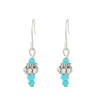Vintage Style Geometric Alloy Metal Brass Plating Inlay Artificial Pearls Turquoise Zircon 18k Gold Plated Gold Plated Silver Plated Women's Drop Earrings sku image 9