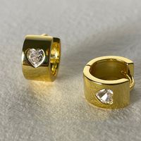 Simple Style Streetwear Heart Shape Alloy Inlay Artificial Diamond Women's Earrings main image 4