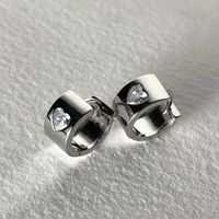 Simple Style Streetwear Heart Shape Alloy Inlay Artificial Diamond Women's Earrings main image 2
