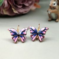 Vacation Butterfly Metal Enamel Plating Gold Plated Women's Earrings main image 4