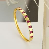 Modern Style Square Copper Plating Inlay Zircon 18k Gold Plated Bangle main image 3