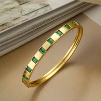 Modern Style Square Copper Plating Inlay Zircon 18k Gold Plated Bangle sku image 1