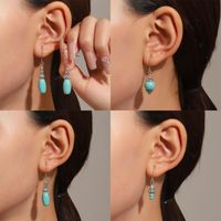 Vintage Style Geometric Alloy Metal Brass Plating Inlay Artificial Pearls Turquoise Zircon 18k Gold Plated Gold Plated Silver Plated Women's Drop Earrings main image 8