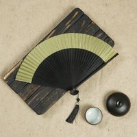 Cabeza De Abanico Verde Abanico De Bambú Hueco De Seda Arcaico Plegable Ventilador Escénico Para Mujer Regalos De Estilo Chino Ventilador Plegable Logo Imprimible sku image 1