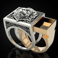 Retro Lion Alloy Plating Gold Plated Men's Rings sku image 1