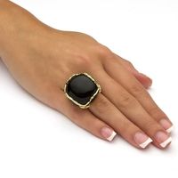 Exaggerated Geometric Alloy Inlay Obsidian Women's Rings main image 1