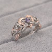 Romantic Heart Shape Metal Inlay Zircon Women's Rings sku image 1