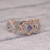 Romantic Heart Shape Metal Inlay Zircon Women's Rings main image 3