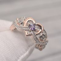 Romantic Heart Shape Metal Inlay Zircon Women's Rings main image 1