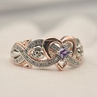 Romantic Heart Shape Metal Inlay Zircon Women's Rings main image 5