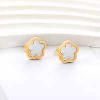 1 Pair Simple Style Flower Plating Stainless Steel Gold Plated Ear Studs main image 5