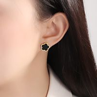 1 Pair Simple Style Flower Plating Stainless Steel Gold Plated Ear Studs main image 4