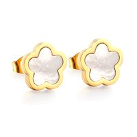 1 Pair Simple Style Flower Plating Stainless Steel Gold Plated Ear Studs main image 2