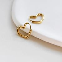 1 Pair Simple Style Heart Shape Polishing Stainless Steel Earrings sku image 1
