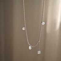 Simple Style Solid Color Stainless Steel Inlay Rhinestones Necklace sku image 1