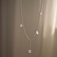 Simple Style Solid Color Stainless Steel Inlay Rhinestones Necklace main image 3