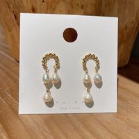 Elegant U Shape Alloy Plating Inlay Artificial Pearls Women's Drop Earrings main image 4