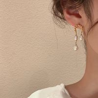 Elegant U Shape Alloy Plating Inlay Artificial Pearls Women's Drop Earrings main image 5
