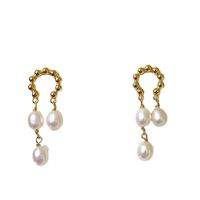 Elegant U Shape Alloy Plating Inlay Artificial Pearls Women's Drop Earrings main image 3