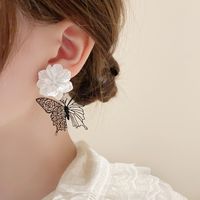 Sweet Flower Butterfly Alloy Plating Women's Drop Earrings main image 4