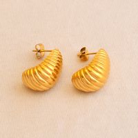 1 Paire Style Ig Géométrique Placage Acier Au Titane Plaqué Or 18k Boucles D'oreilles main image 5