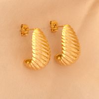 1 Paire Style Ig Géométrique Placage Acier Au Titane Plaqué Or 18k Boucles D'oreilles main image 1