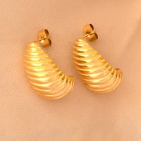 1 Paire Style Ig Géométrique Placage Acier Au Titane Plaqué Or 18k Boucles D'oreilles main image 2